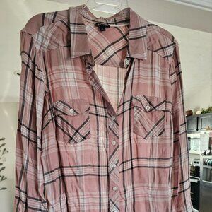 Torrid Long Sleeve Pink Plaid top